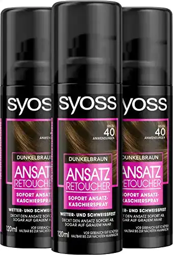 Ansatzspray Syoss Ansatz Retoucher dunkelbraun, (3 x 120ml)