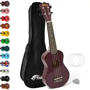 Ukulele Tiger UKE7-PP Sopran mit Tasche – für Anfänger – Violett