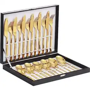 Besteck gold Velaze, Besteck Set 6 Personen, Besteck 24-teilig