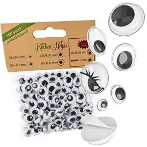 Wackelaugen Kitchen Helpis ® Lustige selbstklebend, 180 Stück