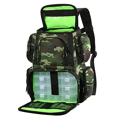 Angelrucksack Lixada Angelgerät Tasche Angelköder Box Aufbewahrungstasche mit 4 Angelgeräte-Boxen