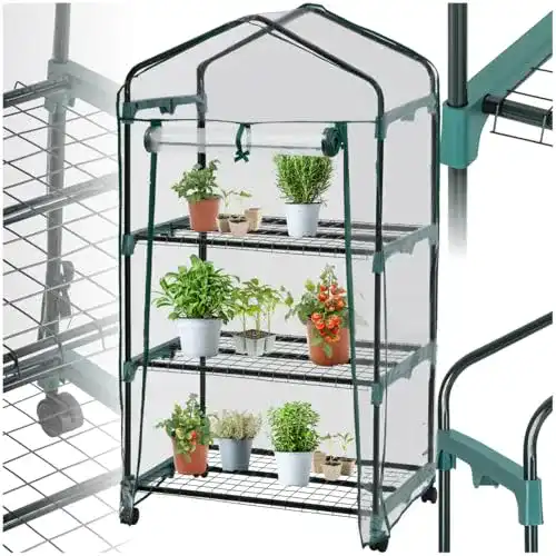 Gewächshaus TecTake 401862 mit 3 Ablagen, 69 x 49 x 133 cm