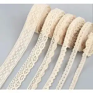 Borten ABSOFINE 30M Vintage Spitzenband Beige aus Baumwolle