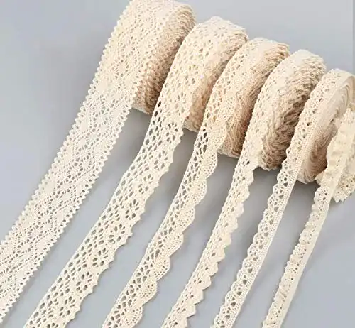 Borten ABSOFINE 30M Vintage Spitzenband Beige aus Baumwolle