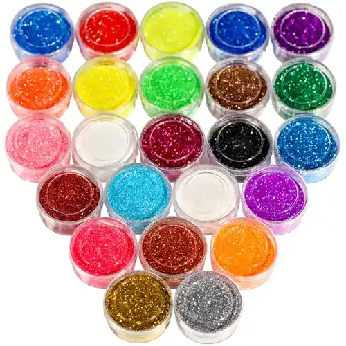 Glitter FANDAMEI 24 Farben Glitzer für Nägel, Glitzerpulver Set