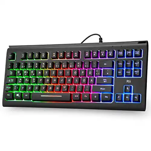 Tastatur ohne Nummernblock Rii Gaming USB, Regenbogen