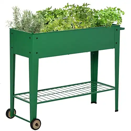 Hochbeet auf Rollen Outsunny Hochbeet mit Rädern und Regal