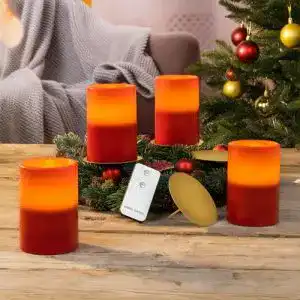 Adventskerzen Spetebo LED 4 Stück mit Fernbedienung in rot