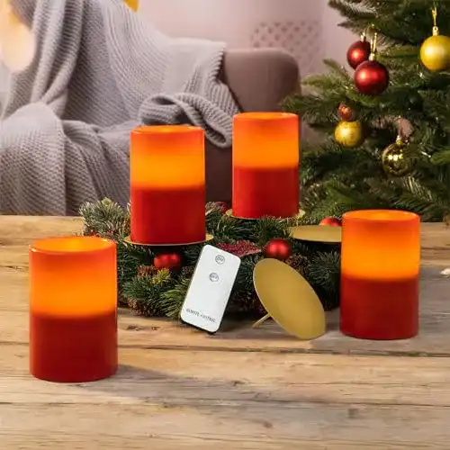 Adventskerzen Spetebo LED 4 Stück mit Fernbedienung in rot
