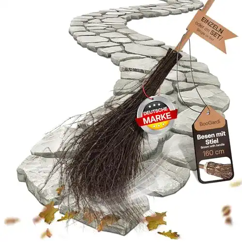 Reisigbesen BooGardi 1x Birke 160 x 25 cm mit Stiel · Hexenbesen