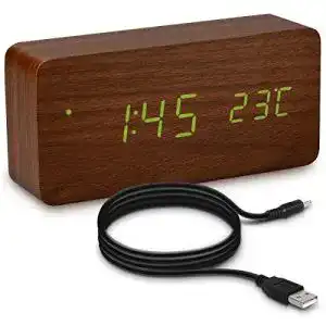 LED-Wecker kwmobile Wecker Uhr in Holzoptik digital