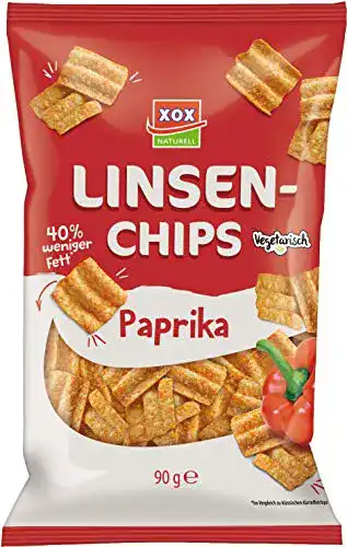 Linsen-Chips XOX Gebäck Linsenchips Paprika, 14 x 90 g
