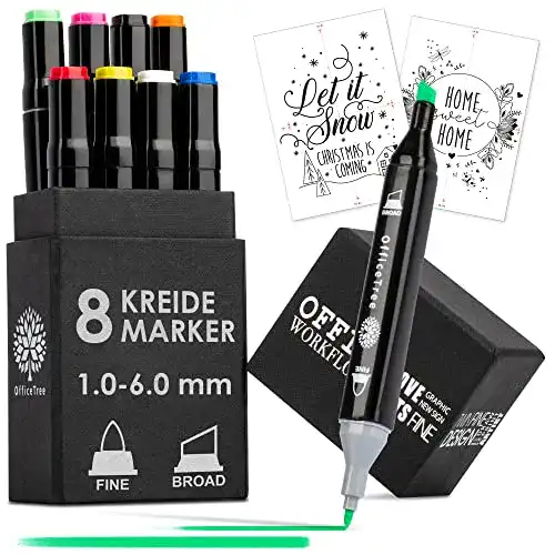Fenstermalstifte OfficeTree 8 x Kreidemarker Bunt