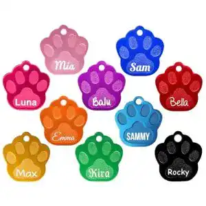 Hundemarke Pfote mit beidseitiger Gravur Text+Motiv
