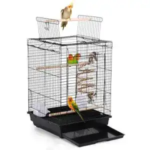 Vogelkäfig Yaheetech mit Vogelspielzeuge, mit Dach 40x40x58 cm