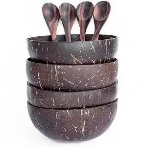 Kokosnussschale OrganicMe Kokosnuss Schale u. Löffel, Set von 4