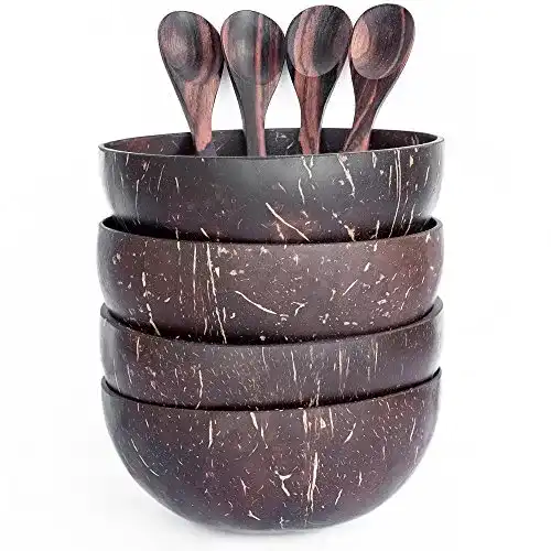 Kokosnussschale OrganicMe Kokosnuss Schale u. Löffel, Set von 4