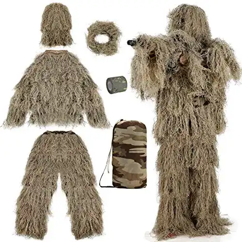 Tarnanzug PELLOR 3D Ghillie ，6 Stück Set Tactics Jagdbekleidung