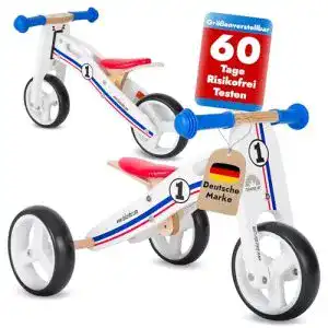 Laufdreirad BIKESTAR Mini Kinder Laufrad Holz Lauflernrad mit DREI Rädern