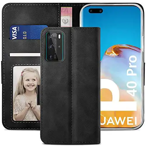 Huawei-P40-Pro-Plus-Hülle YATWIN, Klapphülle Leder Brieftasche