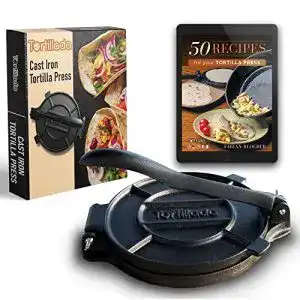 Tortilla-Presse Tortillada, Premium, aus Gusseisen mit Rezepten