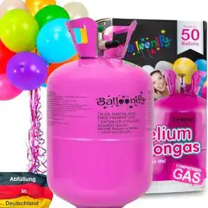 Ballongas Carpeta FÜR 50 Luftballons + 50 Ballons + FÜLLVENTIL