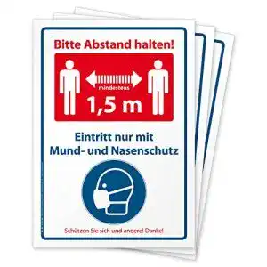 Maskenpflicht-Schild briefbogen.de 3 hochwertige Kombi-Aufkleber