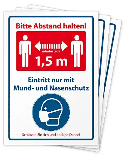 Maskenpflicht-Schild briefbogen.de 3 hochwertige Kombi-Aufkleber