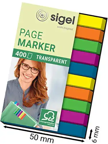 Haftstreifen Sigel HN617 Haftmarker, 400 transparente reißfeste