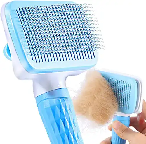 Tierhaarbürste ACE2ACE Haustierbürste mit einem Knopf, Blau