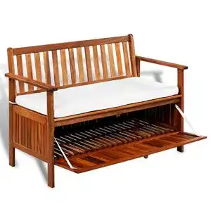 Gartenbank mit Stauraum mewmewcat, Holz mit Stauraum 120 cm