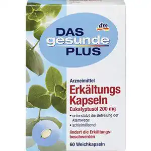 Erkältungskapseln Eukalyptusöl Das gesunde Plus, 1 x 60 St