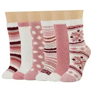 Kuschelsocken HIALTODAY 6 Paar Damen, Flauschige Bettsocken