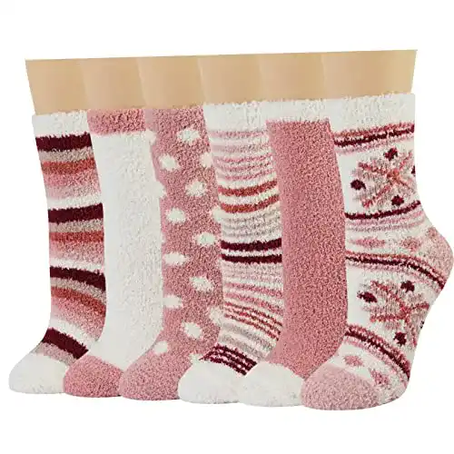 Kuschelsocken HIALTODAY 6 Paar Damen, Flauschige Bettsocken
