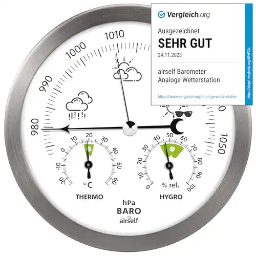 Barometer airself Wetterstation analog aus Edelstahl
