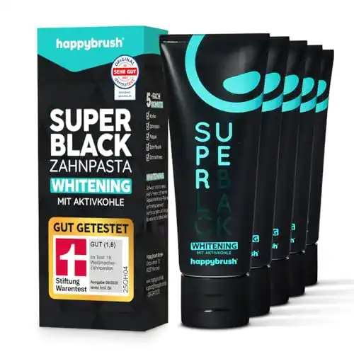 Zahnpasta für Weiße Zähne happybrush ® Vegane Aktivkohle