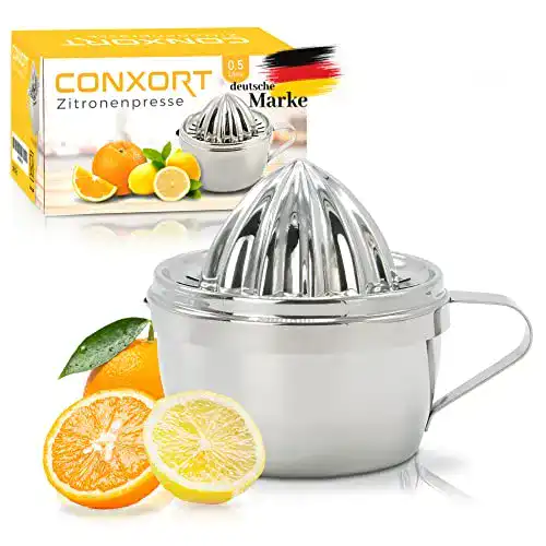 Zitruspresse Edelstahl Conxort ® 2x verschieden große Presskegel