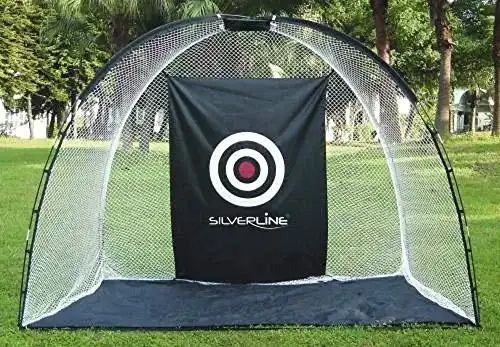 Golf-Übungsmatte SL Golf Riesiges Abschlagnetz 310 x 210 x 150 cm – mit Boden und Ziel – Golfnetz/Rangenetz/Driving Range/Übungsnetz