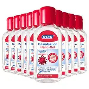 Desinfektionsgel für unterwegs SOS, 10 x 50 ml Flasche