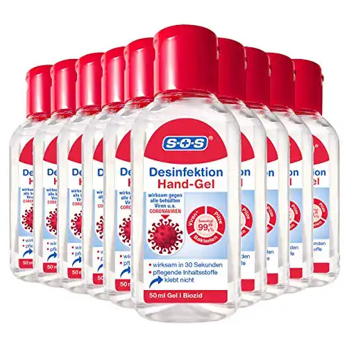 Desinfektionsgel für unterwegs SOS, 10 x 50 ml Flasche