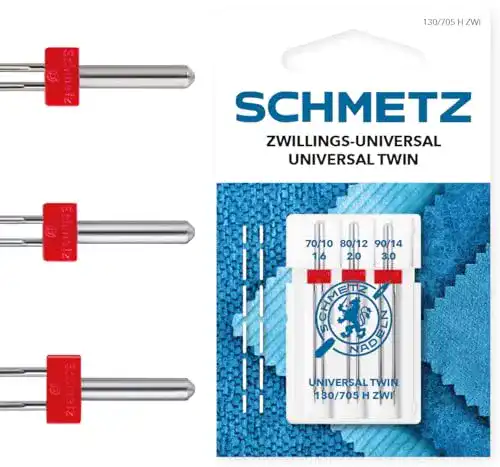 Zwillingsnadeln SCHMETZ, 3 Zwillings-Universal-Nadeln
