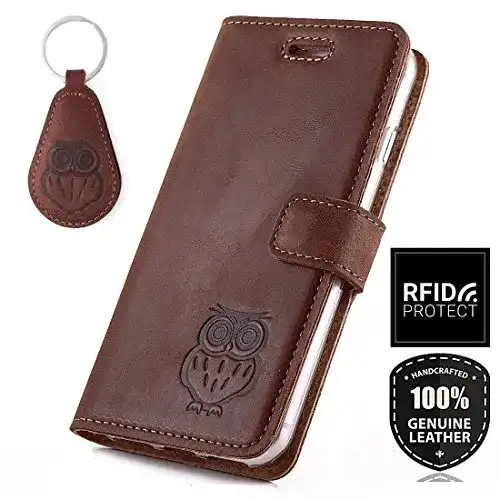 Surazo-Handyhülle SURAZO Handy Hülle Eule TV RFID Nubuk