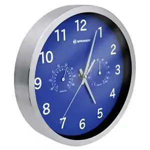 Funk-Wanduhr lautlos Bresser, MyTime Thermo-Hygro, blau