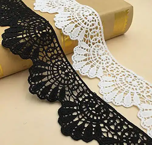 Häkelspitze Yulakes 5 Yard 6cm Weiß Schwarze Baumwolle