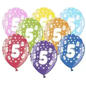 Luftballons Libetui 10 kunterbunte Metallic 30cm Deko Zahl 5