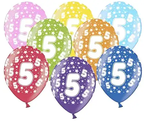 Luftballons Libetui 10 kunterbunte Metallic 30cm Deko Zahl 5