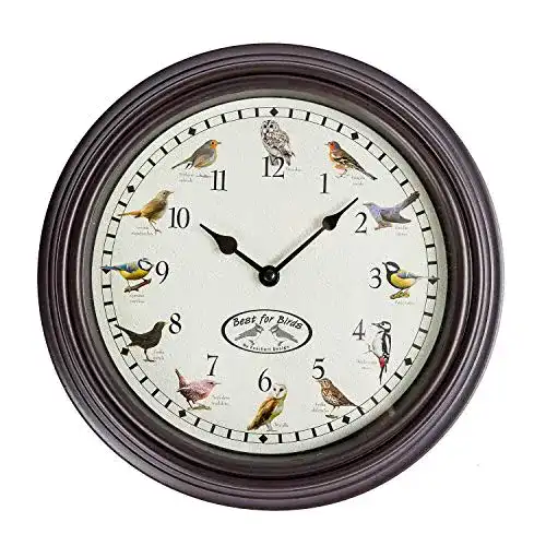 Vogeluhr Homescapes Wanduhr mit Vogelstimmen, Vintage-Stil