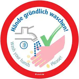 Aufkleber Hände waschen immi 4St. Hände waschen, 95mmØ