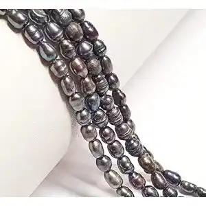 Schwarze Perle Perlin 35stk. Süßwasserperlen, 5mm Grau Schwarz