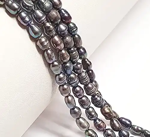Schwarze Perle Perlin 35stk. Süßwasserperlen, 5mm Grau Schwarz